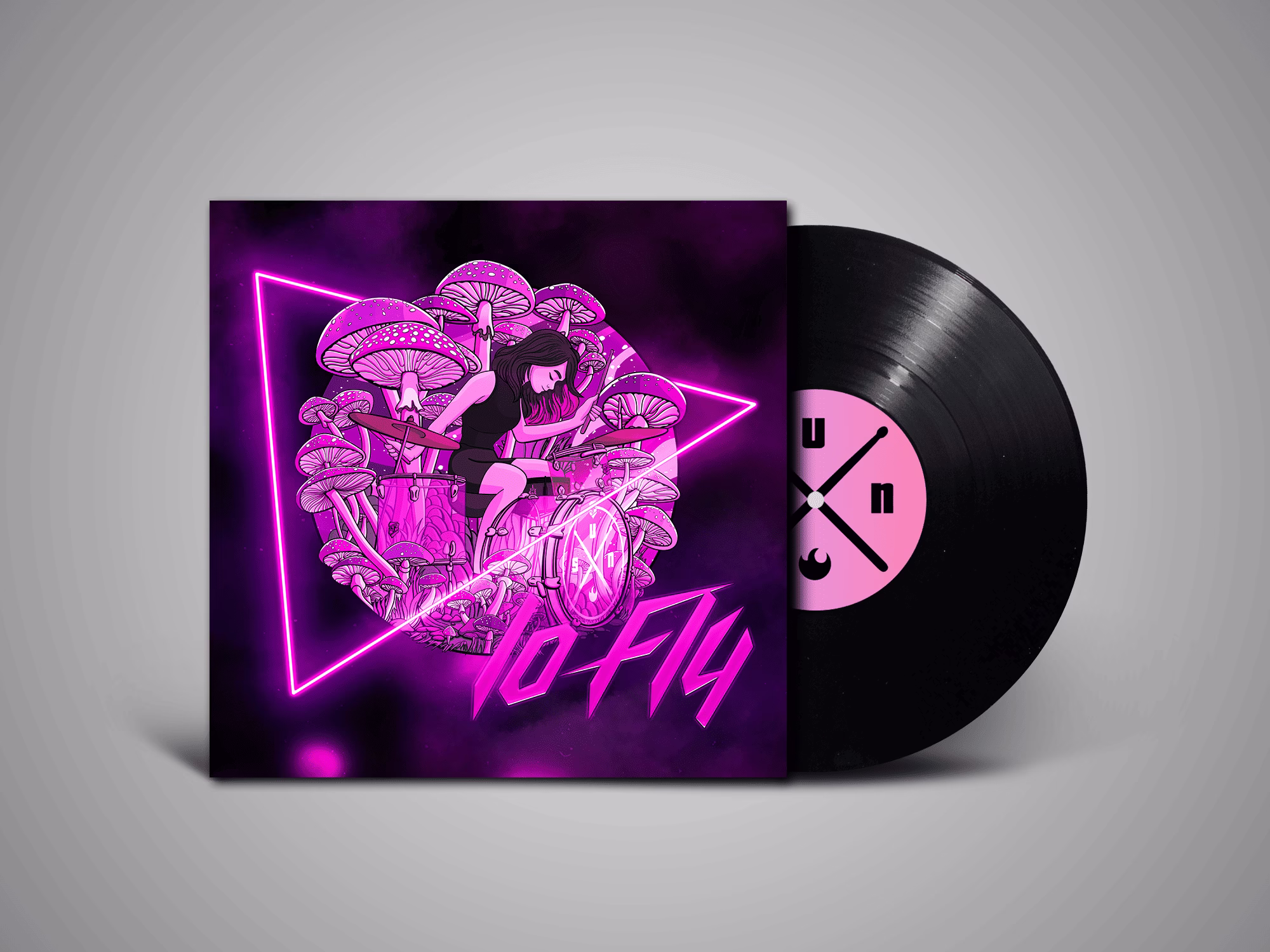 Vinyl mockup of Sunfyre’s Lo Fly album artwork.