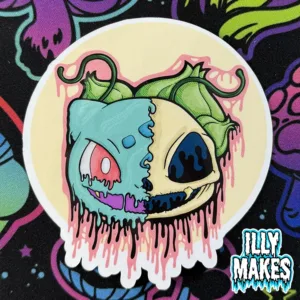 Drippy Bulbasaur Skull Sticker