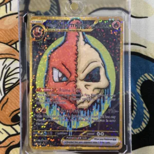 Drippy Charmeleon EX handmade Pokémon card with fiery skull art, full art gold-style design, and holo finish