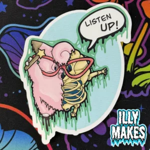 Drippy Clefairy "Listen Up!" Skeleton Sticker