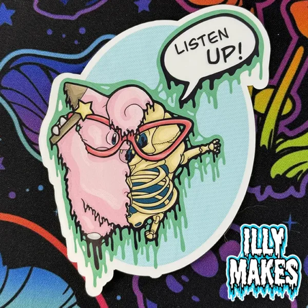 Drippy Clefairy "Listen Up!" Skeleton Sticker