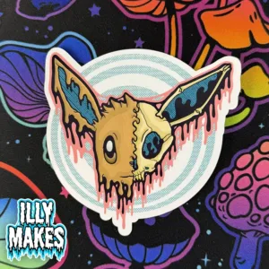 Drippy Eevee Skull Sticker