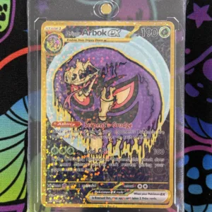 Drippy Arbok EX fan-made Pokémon card with eerie snake skull art, full art layout, and slab case