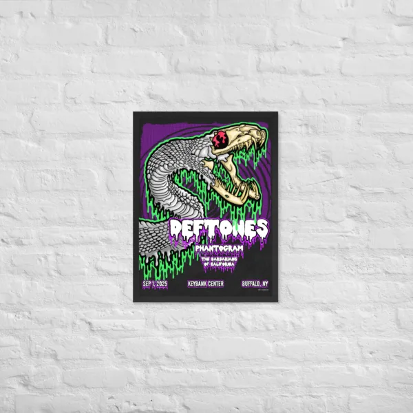 Framed Drippy Deftones Buffalo, NY Fan Concert Poster - Image 3