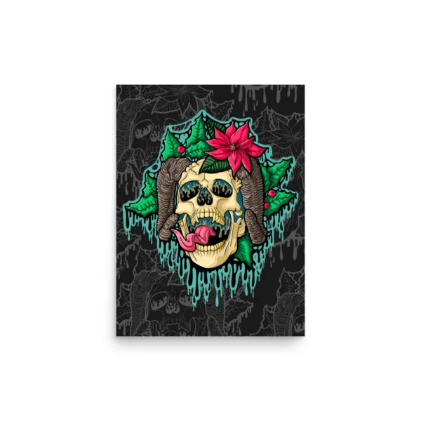 Drippy Krampus Skull Poster Print - Image 4