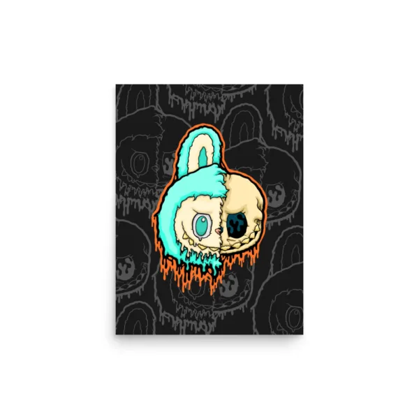 Drippy Labubu Skull Poster Print