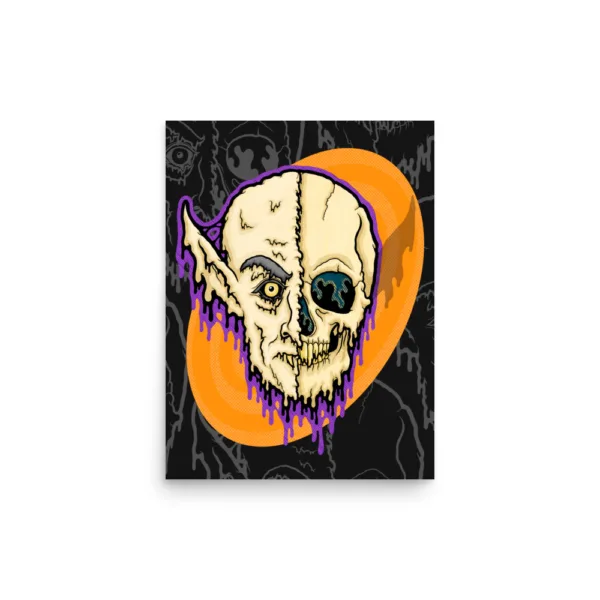 Drippy Nosferatu Skull Poster Print - Image 4