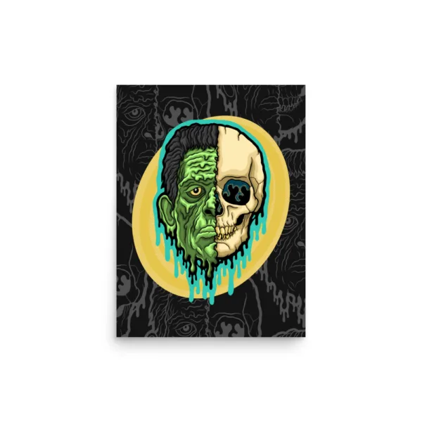Drippy Frankenstein Skull Poster - Image 4