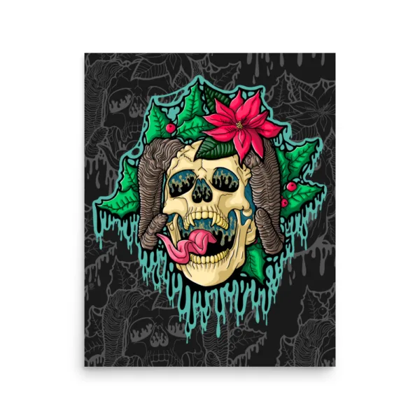 Drippy Krampus Skull Poster Print - Image 3