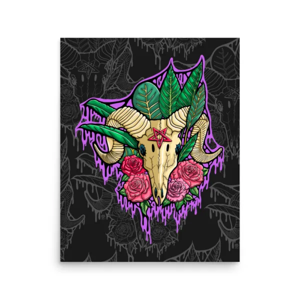 Drippy Baphomet Skull Poster Print