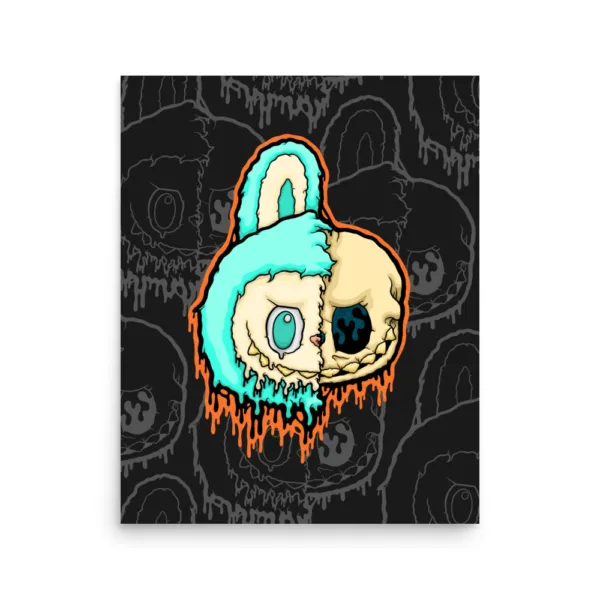 Drippy Labubu Skull Poster Print