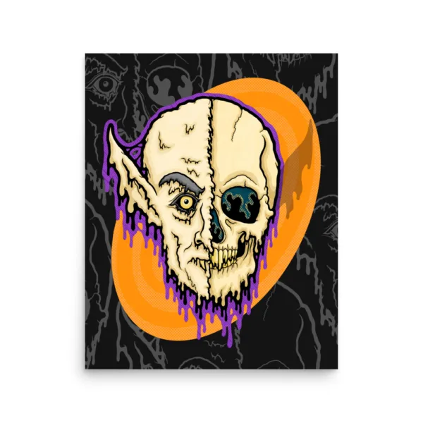 Drippy Nosferatu Skull Poster Print - Image 3