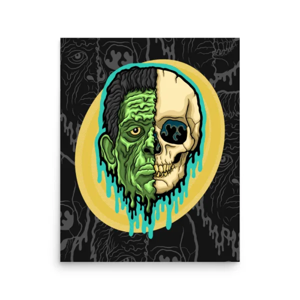 Drippy Frankenstein Skull Poster - Image 3
