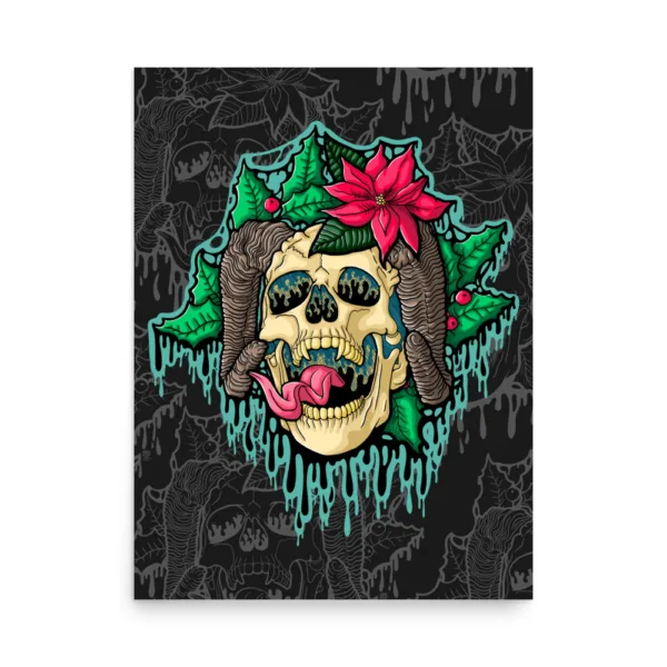 Drippy Krampus Skull Poster Print - Image 2