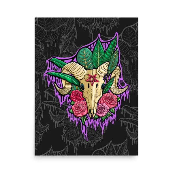 Drippy Baphomet Skull Poster Print