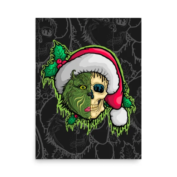 Drippy Grinch Skull Poster Print - Image 2