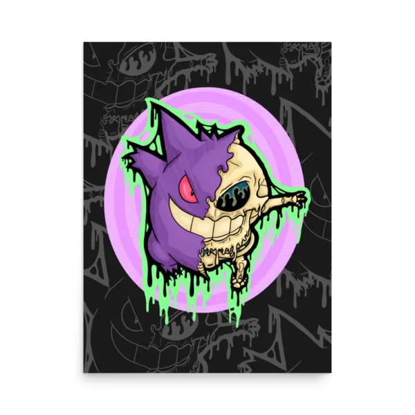 Drippy Gengar Skull Poster Print