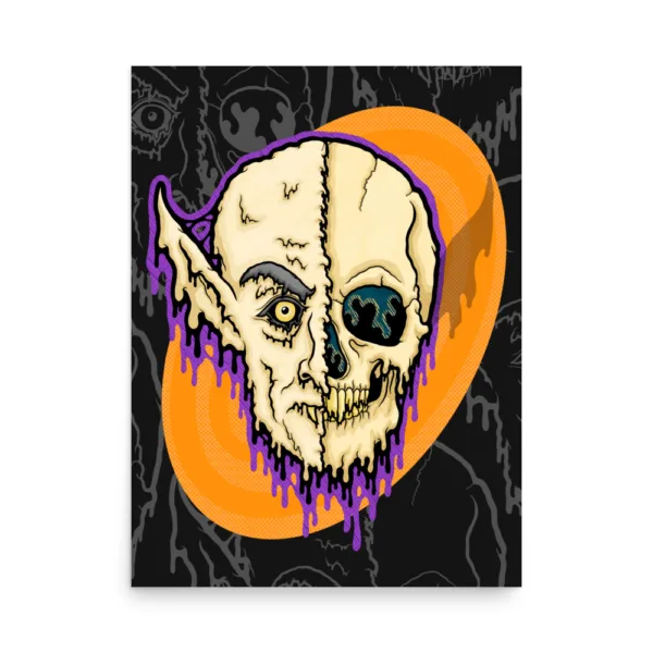 Drippy Nosferatu Skull Poster Print - Image 2