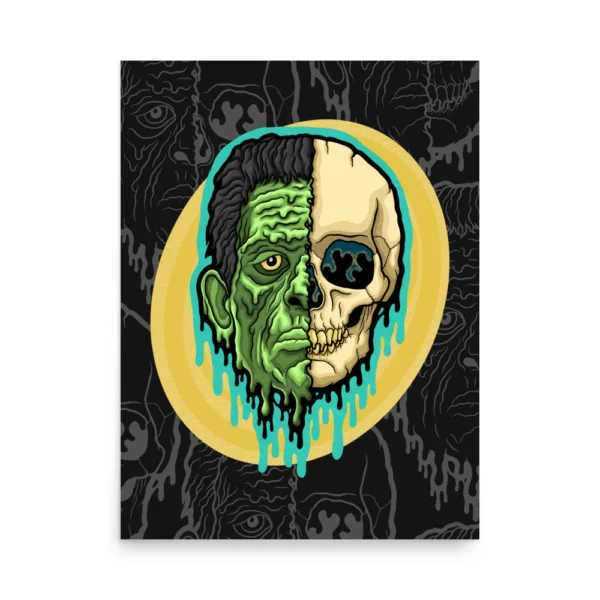Drippy Frankenstein Skull Poster - Image 2