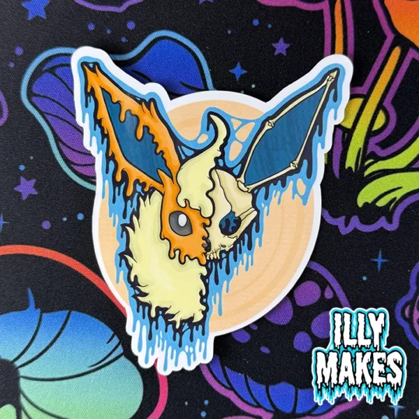Drippy Flareon Skull Vinyl Sticker