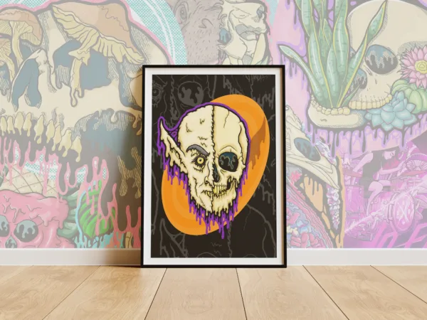 Drippy Nosferatu Skull Poster Print