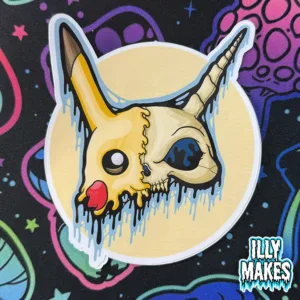 Drippy Pikachu Skull Sticker