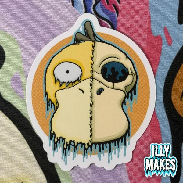 Drippy Psyduck Skull Sticker