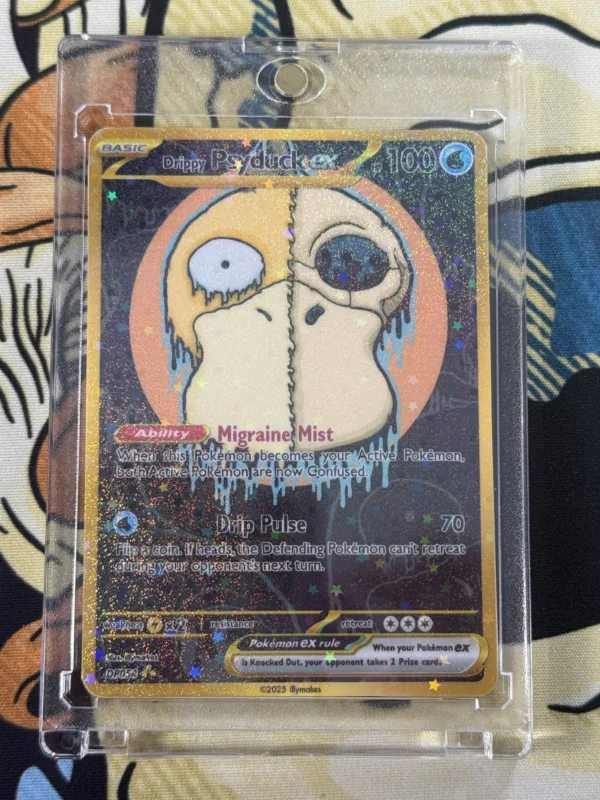 Custom Drippy Psyduck Ex skull card with original art by Illymakes