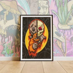 Bring Halloween horror home with the Drippy Trick ‘R Treat Sam Skull Poster, featuring the cult-favorite character reimagined in haunting drippy skull art. Perfect for spooky wall decor and gothic collectors.