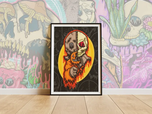 Bring Halloween horror home with the Drippy Trick ‘R Treat Sam Skull Poster, featuring the cult-favorite character reimagined in haunting drippy skull art. Perfect for spooky wall decor and gothic collectors.