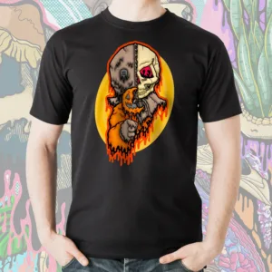 Celebrate Halloween all year with the Drippy Trick ‘R Treat Sam Skull Tee, featuring the iconic horror character reimagined in haunting drippy skull art. Perfect for spooky streetwear and horror fans.