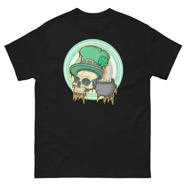 Drippy St. Patrick’s Day Leprechaun Skull T-Shirt - Image 2