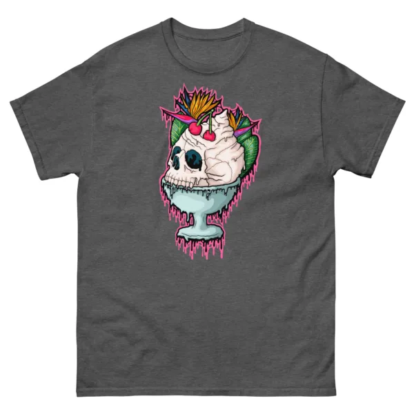 Drippy Ice Cream Sundae Skull T-Shirt - Image 3