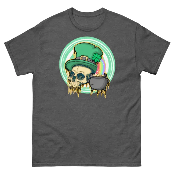 Drippy St. Patrick’s Day Leprechaun Skull T-Shirt - Image 4