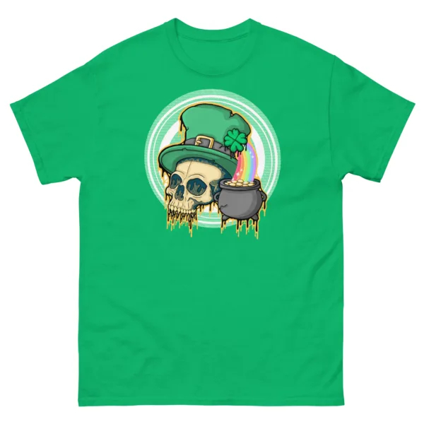 Drippy St. Patrick’s Day Leprechaun Skull T-Shirt - Image 7