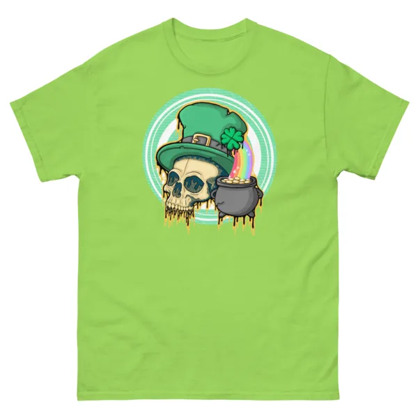Drippy St. Patrick’s Day Leprechaun Skull T-Shirt - Image 9