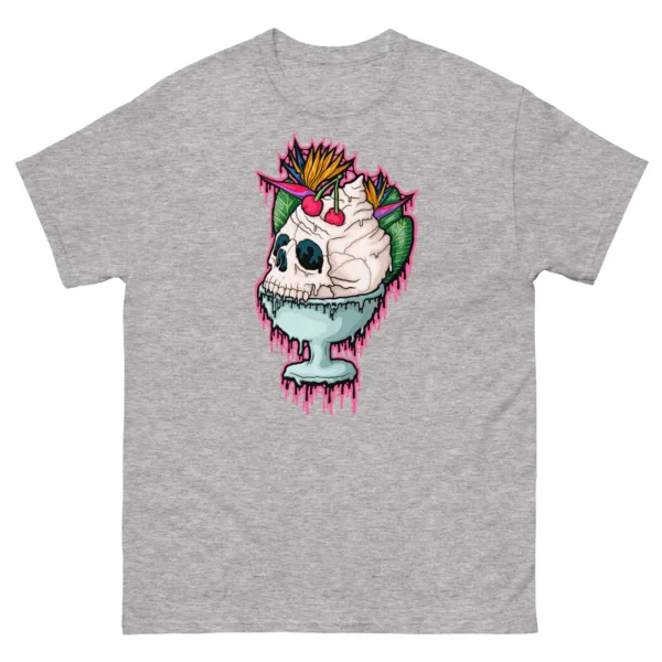 Drippy Ice Cream Sundae Skull T-Shirt - Image 5