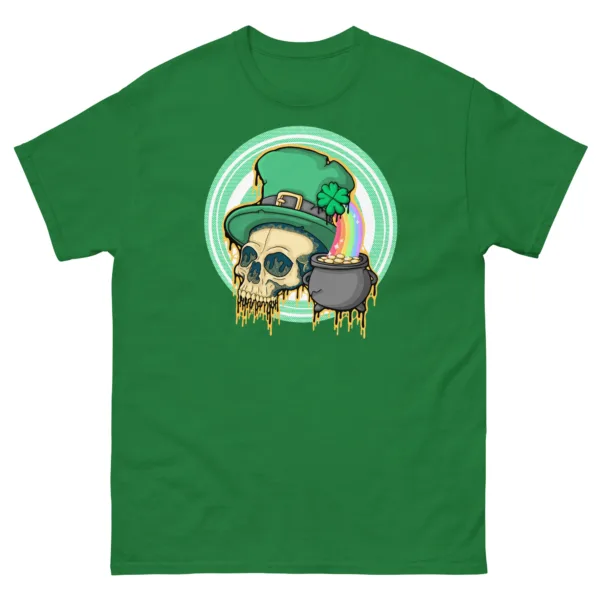 Drippy St. Patrick’s Day Leprechaun Skull T-Shirt - Image 5