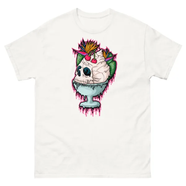 Drippy Ice Cream Sundae Skull T-Shirt - Image 7