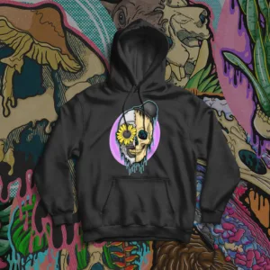 Stay cozy and creepy with the Drippy Art the Clown Skull Hoodie, featuring the infamous slasher from Terrifier reimagined in haunting drippy skull art. Perfect for horror fans and gothic streetwear lovers.