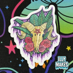 Drippy Baphomet Skull Sticker