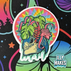 Drippy Costa Rican Macaw Skull Sticker