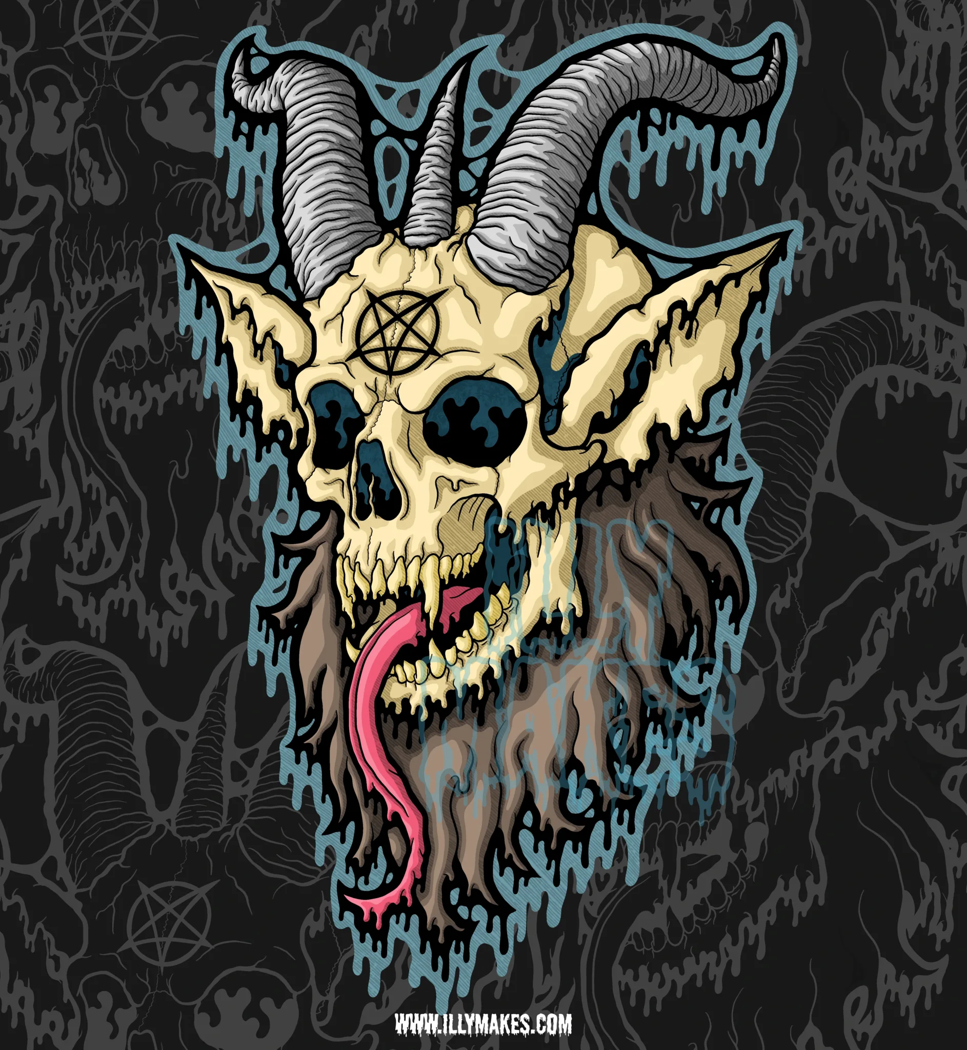 Drippy Baphomet Skull 2