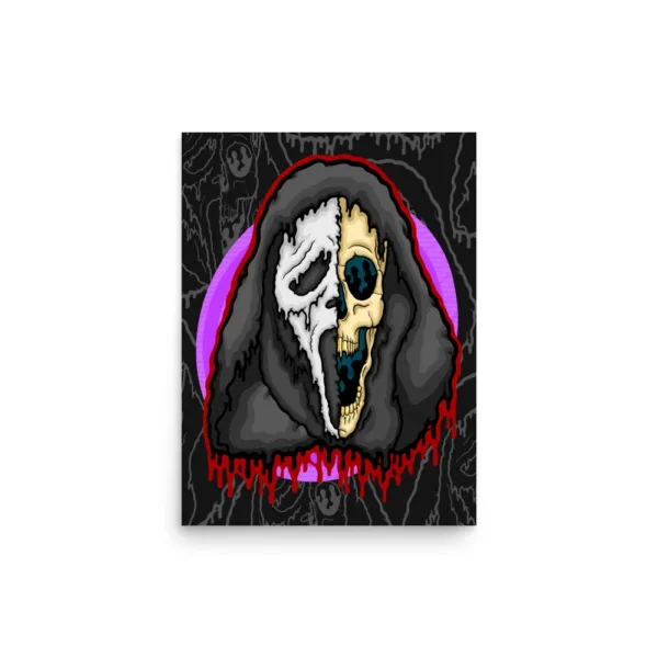 Drippy Ghost Face Skull Poster - Image 4