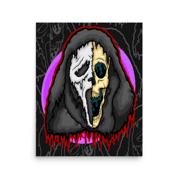 Drippy Ghost Face Skull Poster - Image 3
