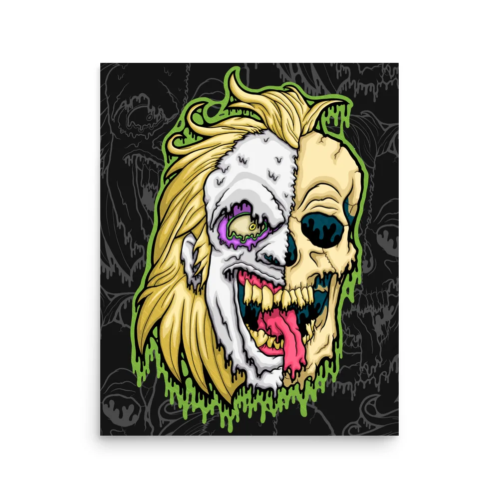 Drippy Beetlejuice Skull Poster - Image 3