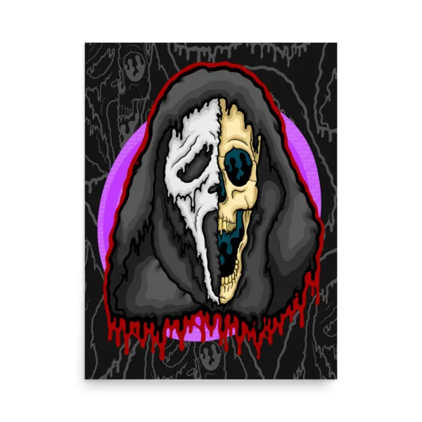 Drippy Ghost Face Skull Poster - Image 2