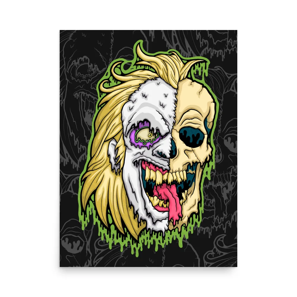Drippy Beetlejuice Skull Poster - Image 2