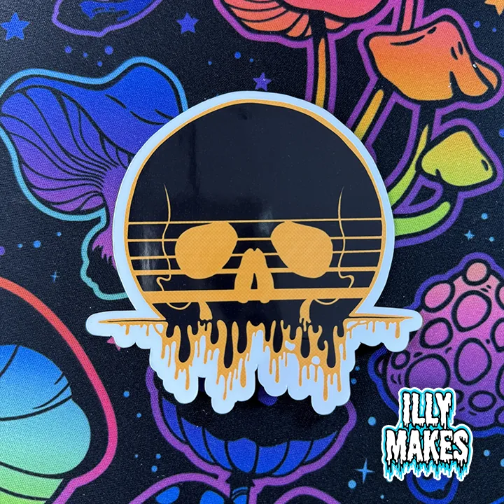 Drippy Horizon Sun Skull Sticker