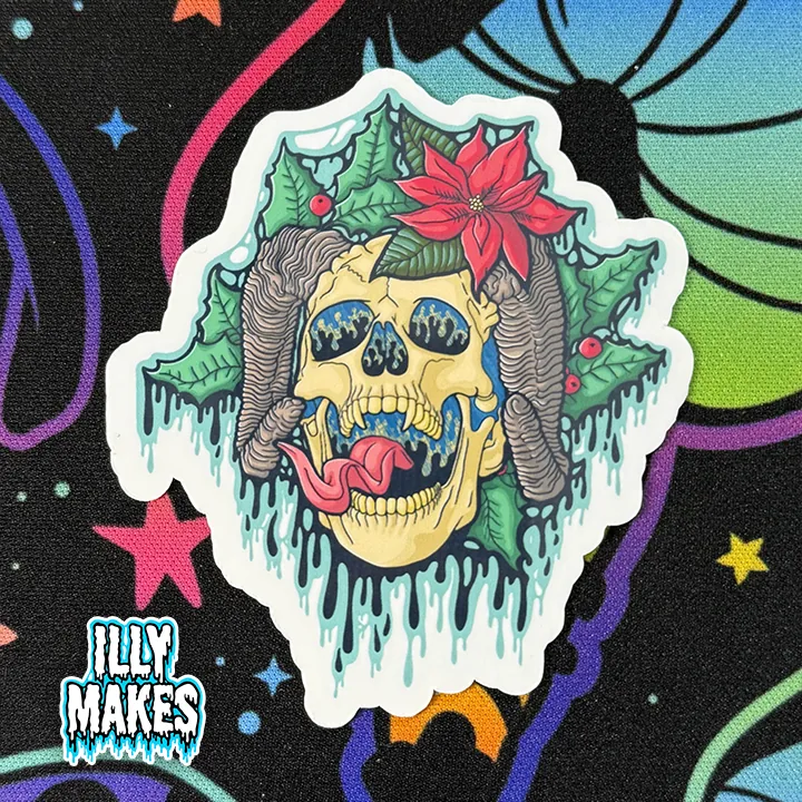Drippy Krampus Skull Sticker